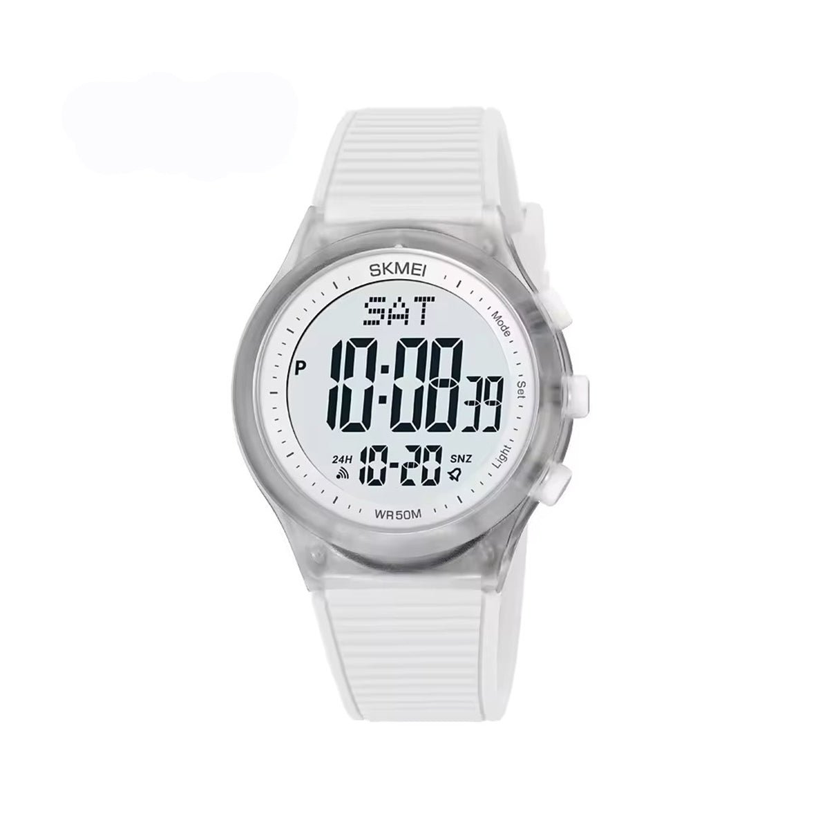 Skmei 1980 simple water resistant 39mm dial sport digital watch- White