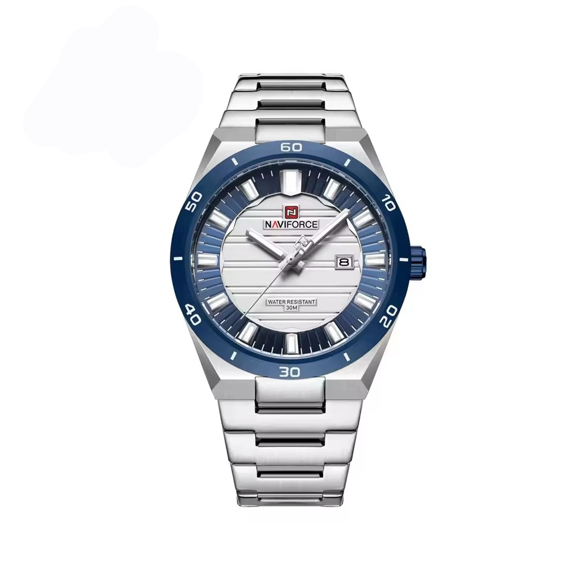 Naviforce 9268 Men’s Trendy Analog Watch with Reliable Quartz Movement- Silver Blue