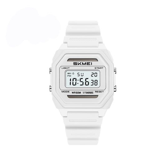 SKMEI 2640 Classic Retro 5BAR Waterproof Digital Multifunctional Sports Watch- White