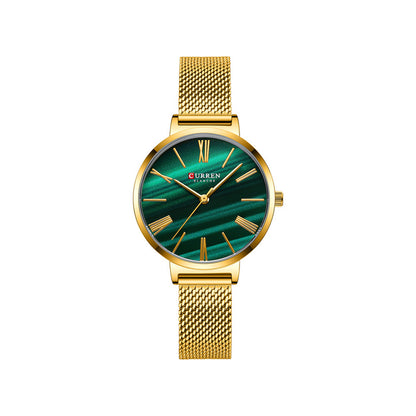 Curren 9076 Quartz Wristwatch for Women - Gold & Green