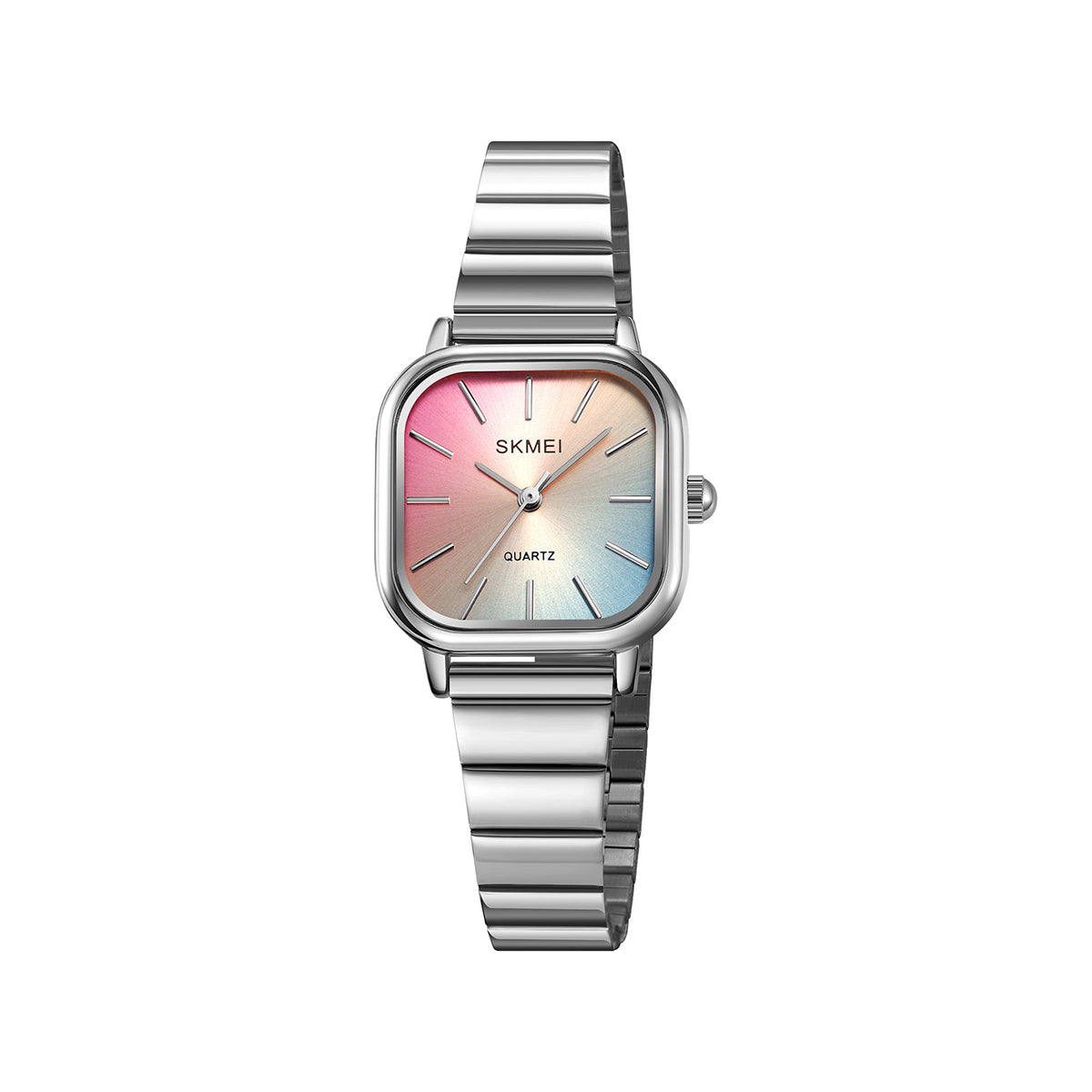 SKMEI 2190 Rainbow dial trendy women wristwatch- Silver