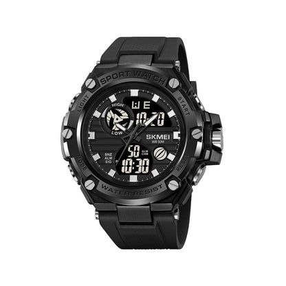 SKMEI 2119 Dual Time Alarm 5Bar Waterproof multi-functional Sports watch- Black