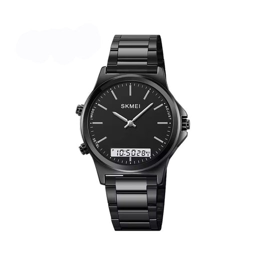 SKMEI 2120 Classic Dual Time Quartz Display Men’s watch- Black