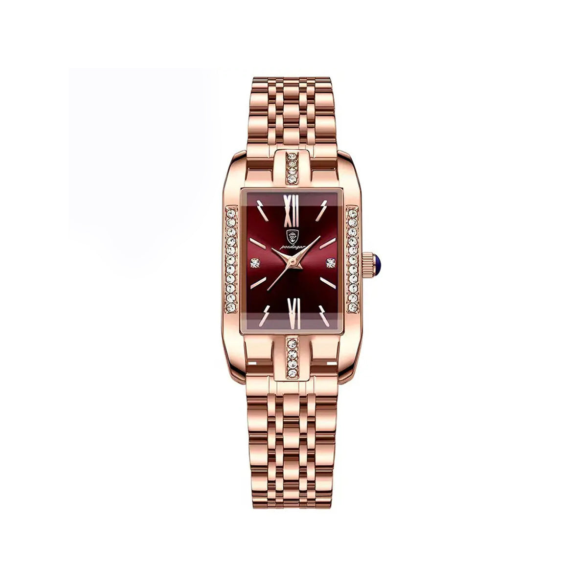 POEDAGAR 365 Luxury Wristwatch for Women - Rose Gold & Maroon