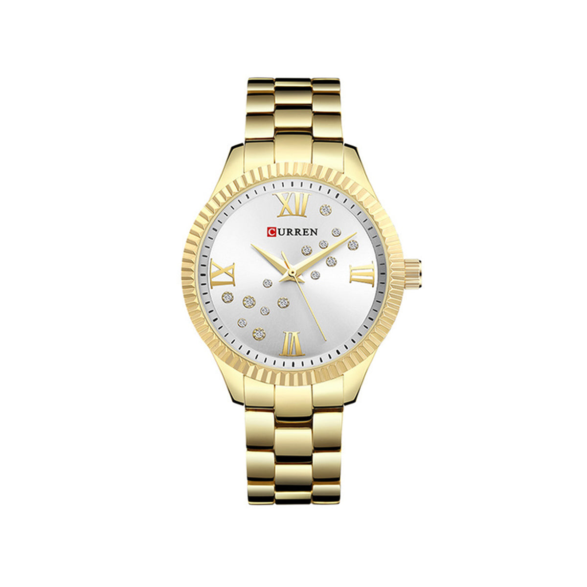 CURREN C9009L Stainless Steel Watch for Women – Gold & White