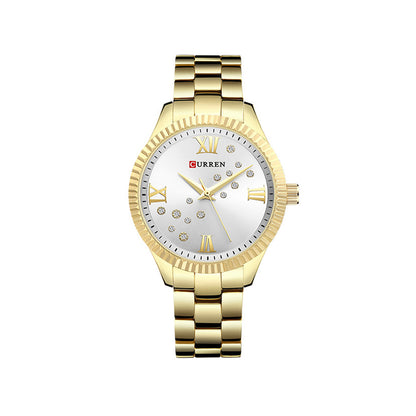 CURREN C9009L Stainless Steel Watch for Women – Gold & White