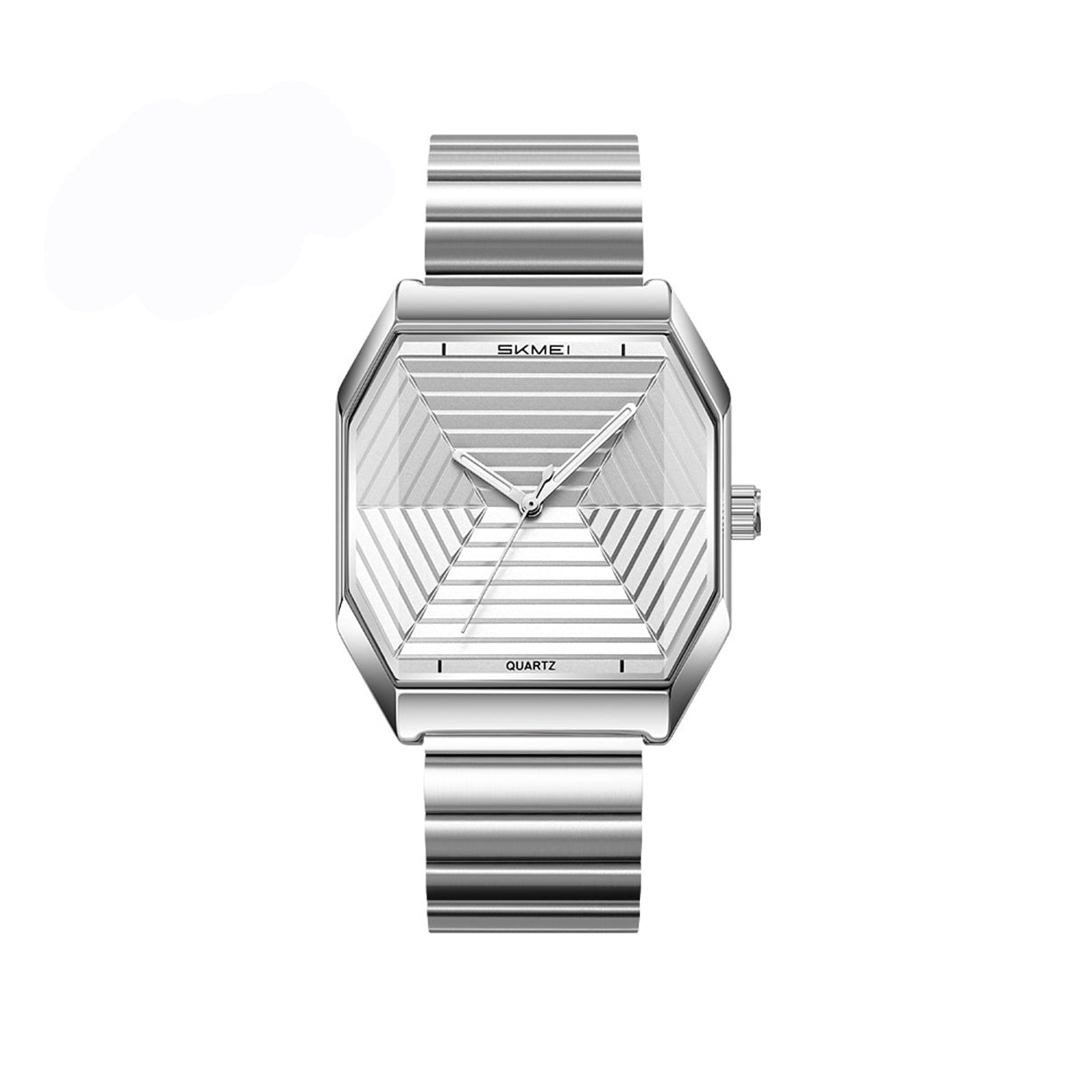 SKMEI 9393 Elegant Stainless Steel Unique Luxury Quartz Watch for Men’s- Silver