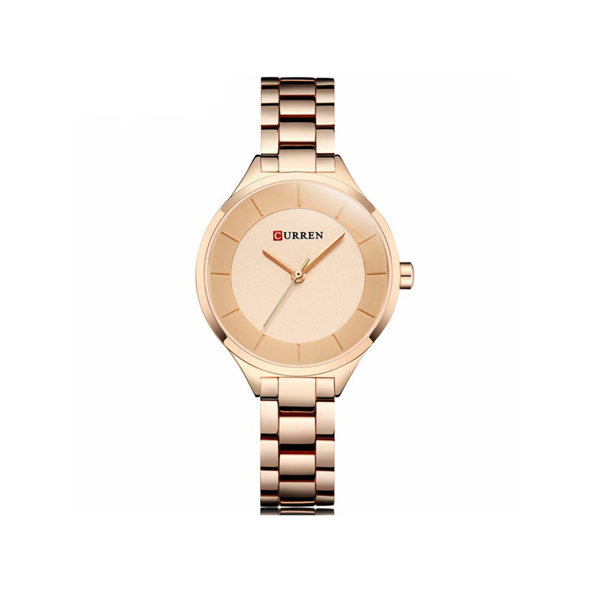 Curren C9015L Stainless Steel Analog Watch for Women - Rose Gold