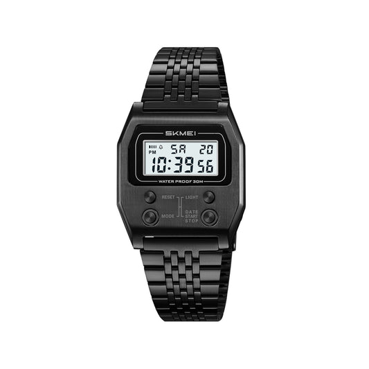 SKMEI 2460 Digital LED Display 3BAR Water Resistance Men's Classic Design watch- Black