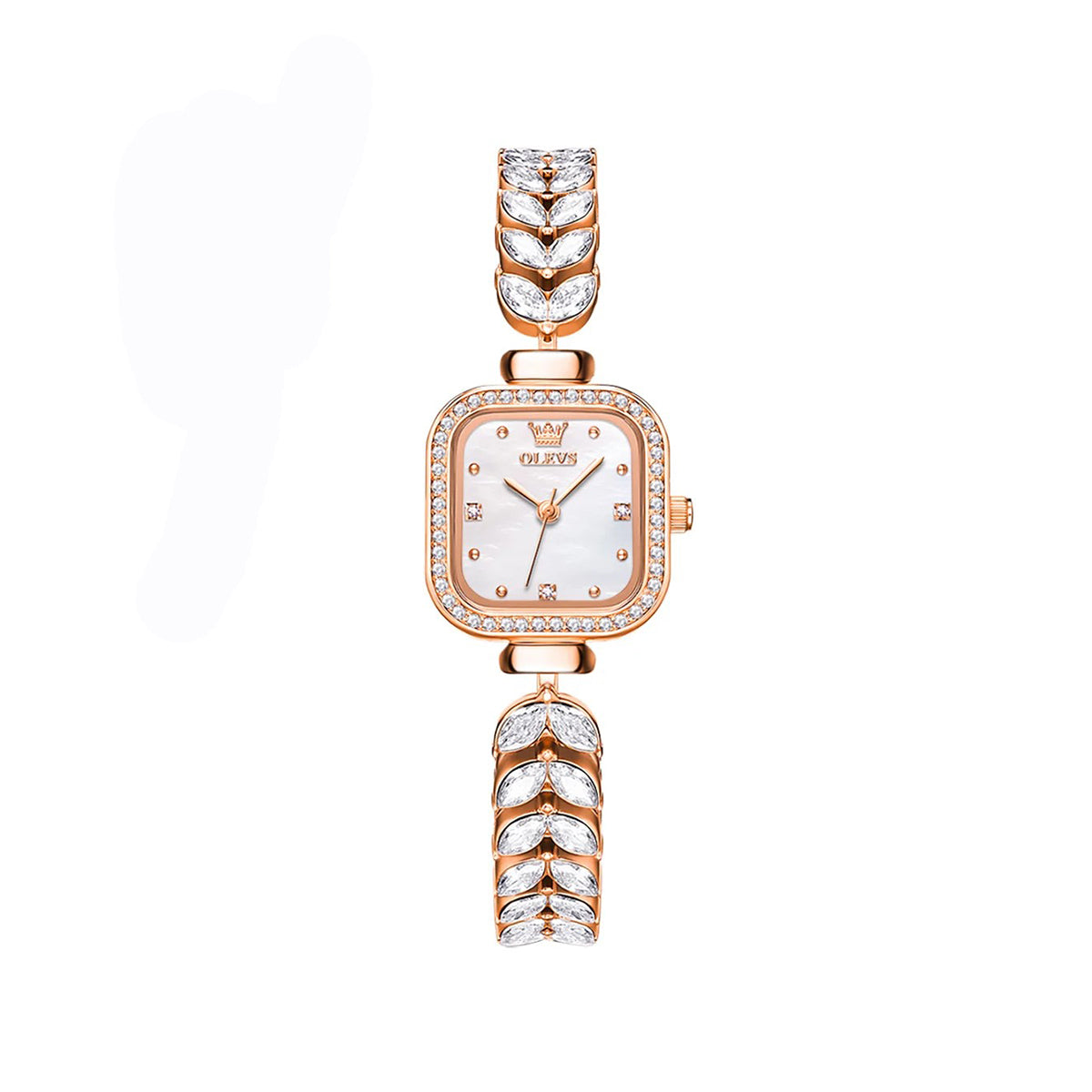 OLEVS 9987 Square Shape Watch for Woman-Rose Gold