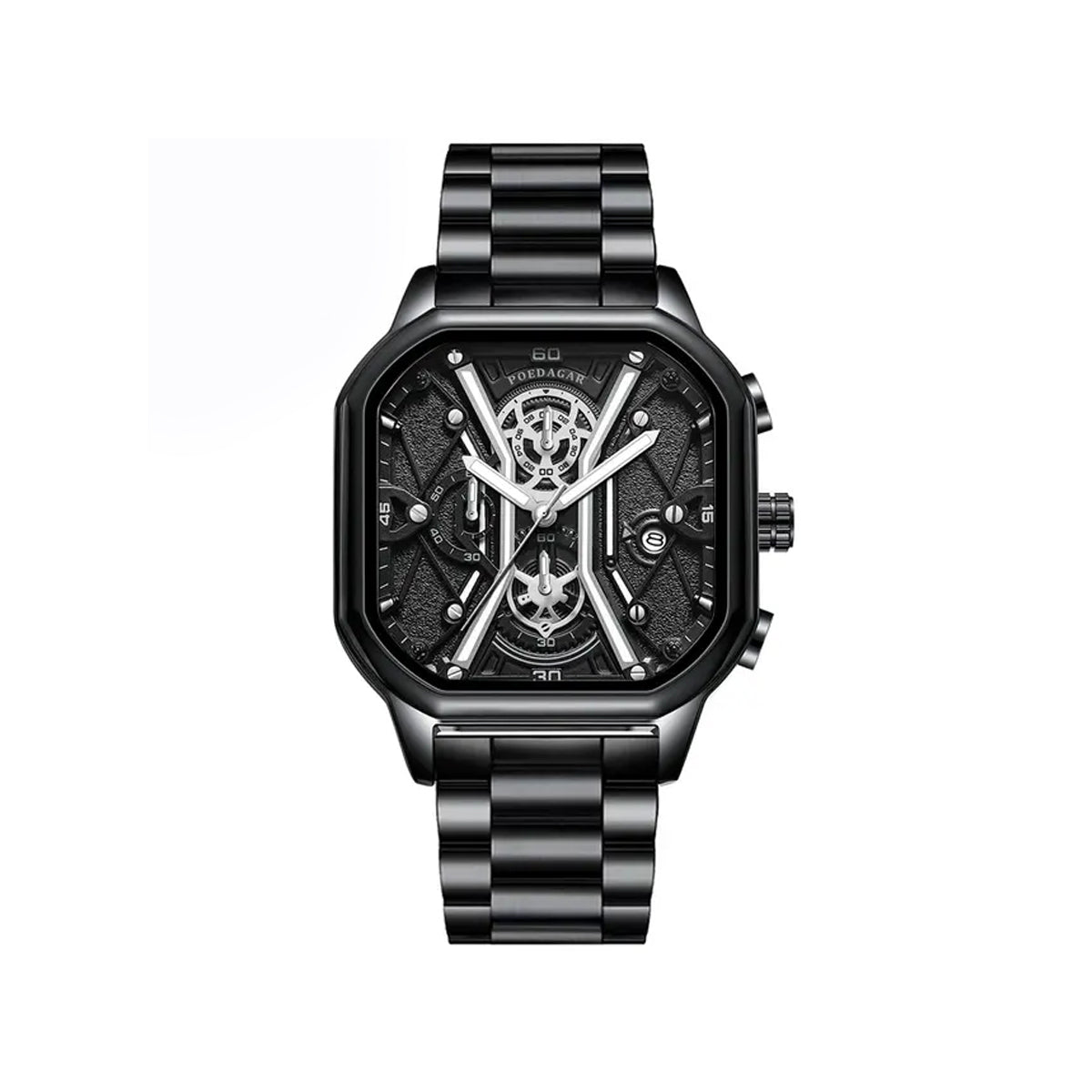 Poedagar 922  Fashion Quartz Luminous Chronograph Sports Watch- Black white
