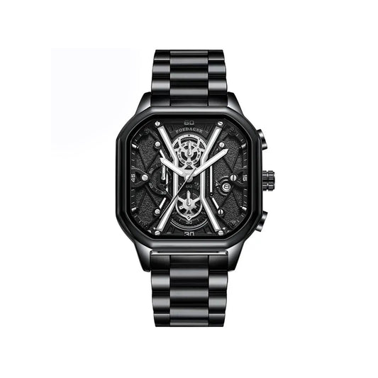 Poedagar 922  Fashion Quartz Luminous Chronograph Sports Watch- Black white