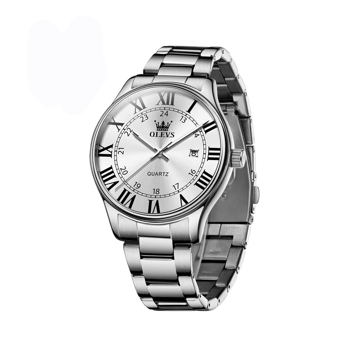 Olevs 2911 Luxury Steel Sports Watch for Men - Silver