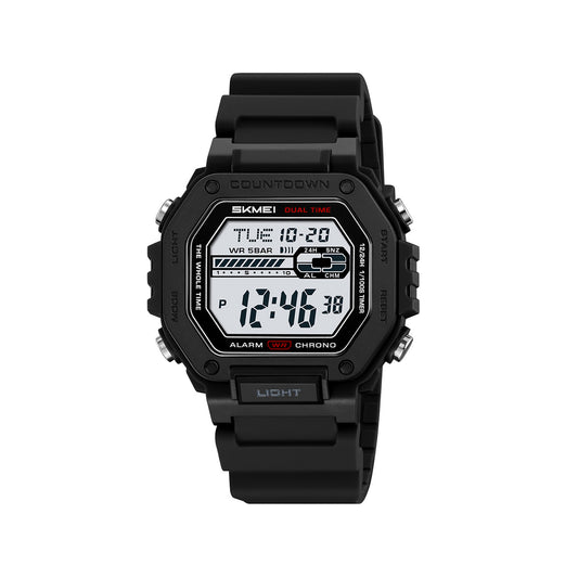 SKMEI 2523 Waterproof Multi-Functional digital sports watch- Black (Positive Display)