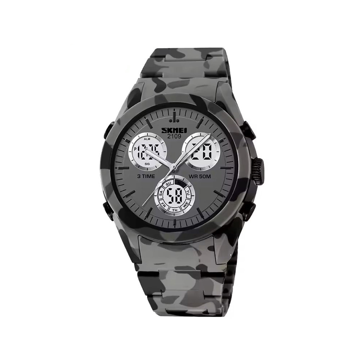 SKMEI 2190 Dual-Display Electronic With Luminous Watch For Men - Ash Camo