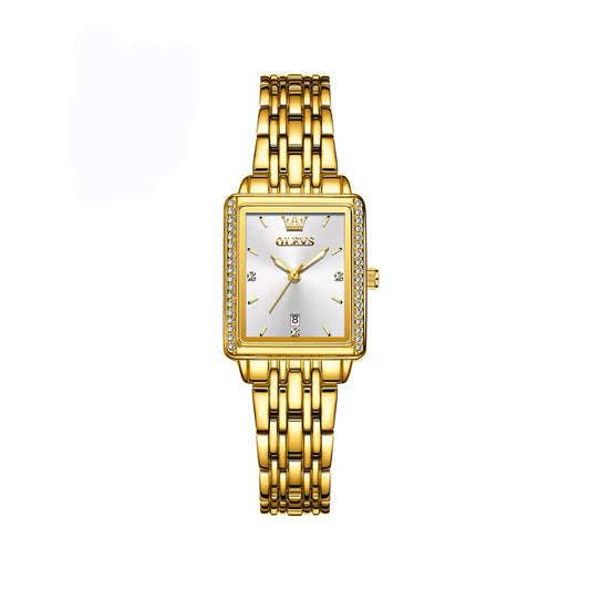 OLEVS 9995 Square Shape Watch for Woman-Gold & Silver
