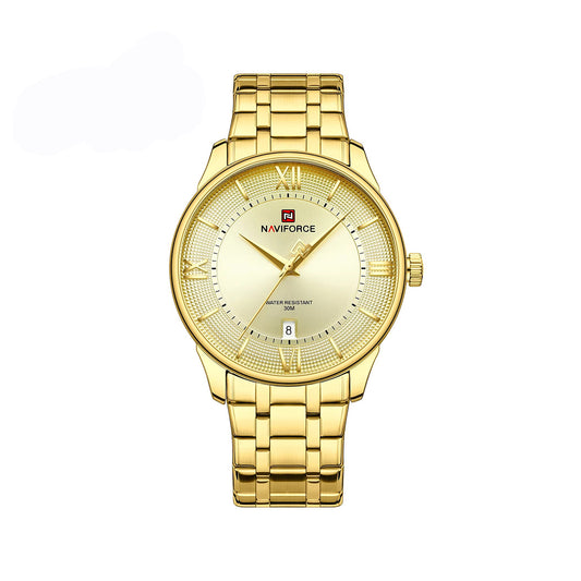 Naviforce 9272 Premium Quartz Men’s Watch with Sleek Dial and Strong Stainless Steel Bracelet- Gold