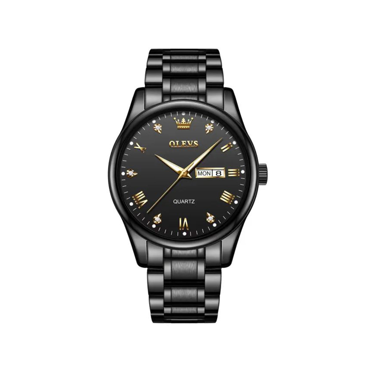Olevs 5563G Stainless Steel Watch for Men- Black
