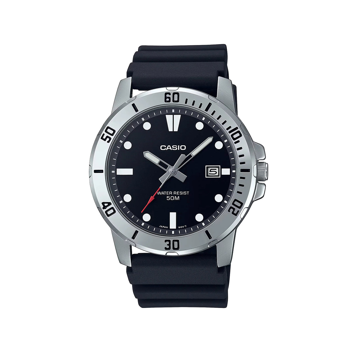 Casio MTP-VD01-1EV Black Dial Dive-Style with Date Display, 50M Water Resistant Men’s Analog Quartz Watch
