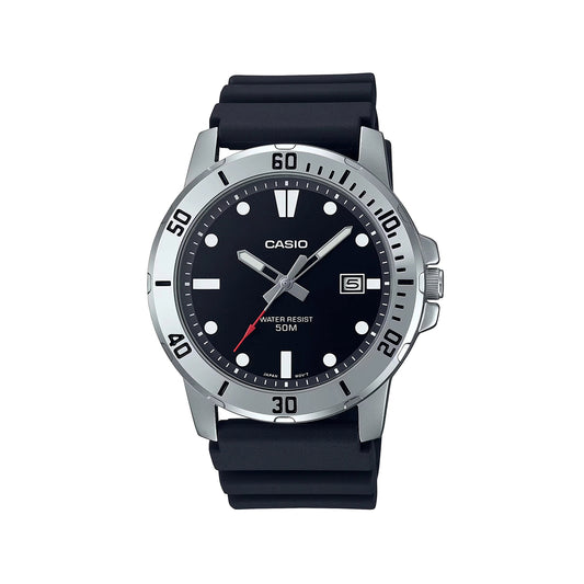 Casio MTP-VD01-1EV Black Dial Dive-Style with Date Display, 50M Water Resistant Men’s Analog Quartz Watch