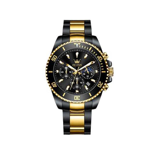 Olevs 9902 Luxury Chain Watch For Men – Black & Gold