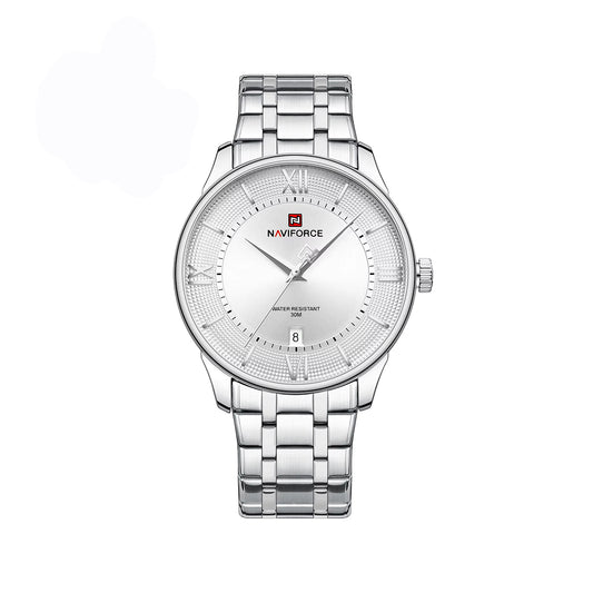 Naviforce 9272 Premium Quartz Men’s Watch with Sleek Dial and Strong Stainless Steel Bracelet- Silver