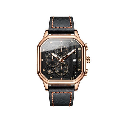 OLEVS 9950 skeleton design fashion custom Men's wristwatch- Black & Rose Gold