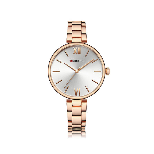 CURREN 9017 Luxury Brand Watch – For Women - Rose Gold & White