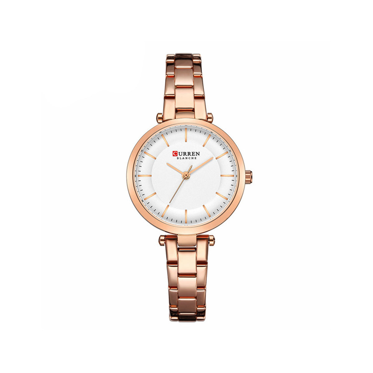 Curren 9054 Quartz Bracelet Watch for Women - Rose Gold & White