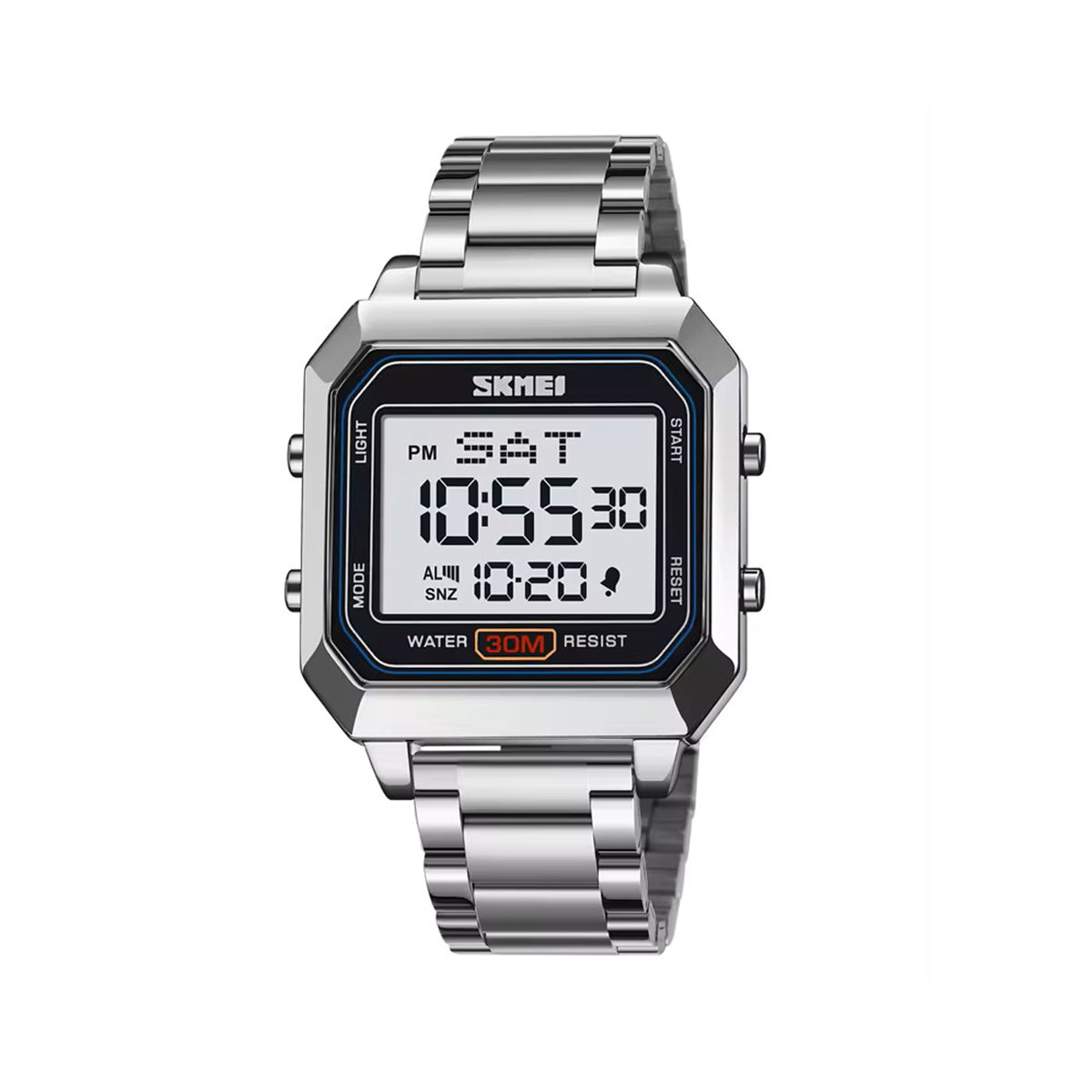 SKMEI 2149 Electronic Square Steel Watch for Men - Silver