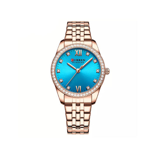 CURREN 9086 Stainless Steel Watch for Women - Rose Gold & Blue
