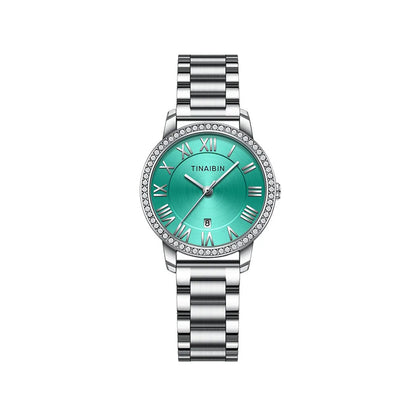 Tinaibin 124 Quartz Watch for Women - Silver & Ice Blue