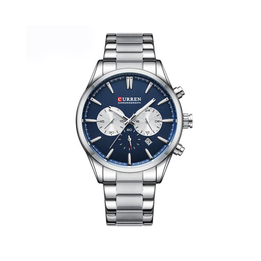 CURREN 8446 Luxury Brand Watch for Men - Silver Gold & Blue
