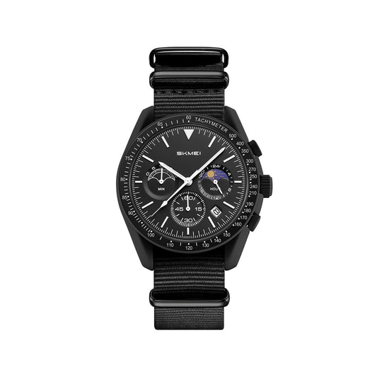SKMEI 9392 Nylon Straps 3Bar Waterproof Luminous Hands Men’s watch- Black