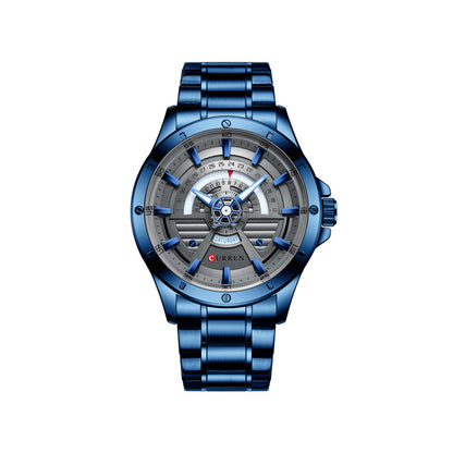 CURREN 8381 Luxury Quartz Watch for Men - Blue & Silver