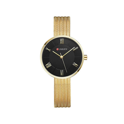 CURREN C9020SL Classic Chain Watch for Women - Gold & Black
