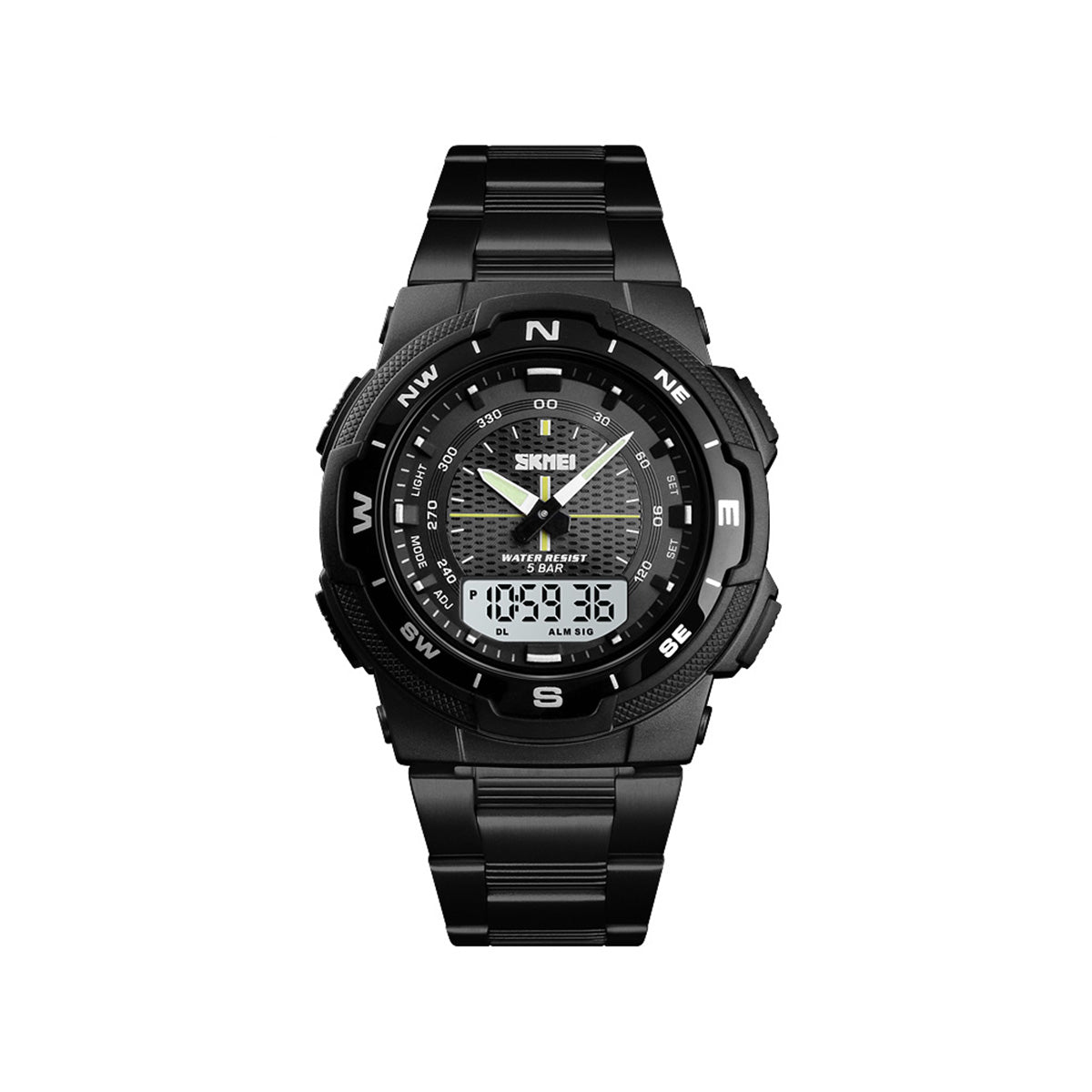 SKMEI 1370 Stainless Steel Chain Wrist Watch for Men - Black