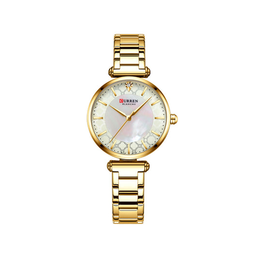 Curren 9072L Montre Femme Women's Bracelet Watch - Gold & White