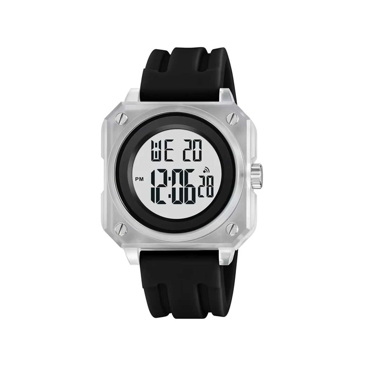 SKMEI 2488 Multifunctional Digital LED Display waterproof Sports Men watch- Black & white - 1299
