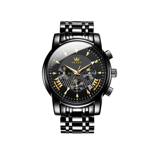 Olevs 2892 Chronograph Quartz Watch For Men - Black