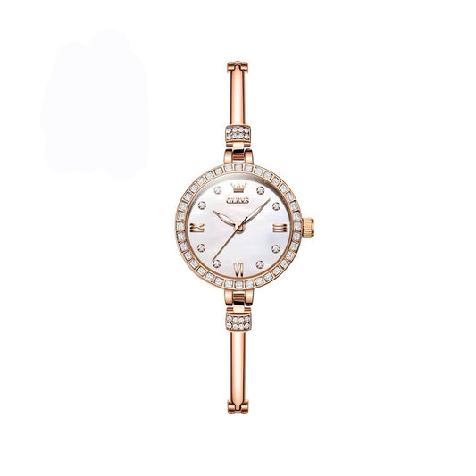 OLEVS 5585 Luxury Design Quartz Watch - Rose Gold & Silver