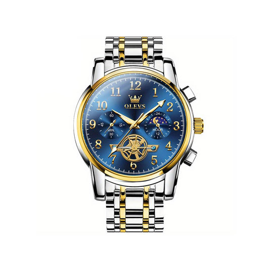 Olevs 2903 Chronograph Watch For Men - Silver & Blue