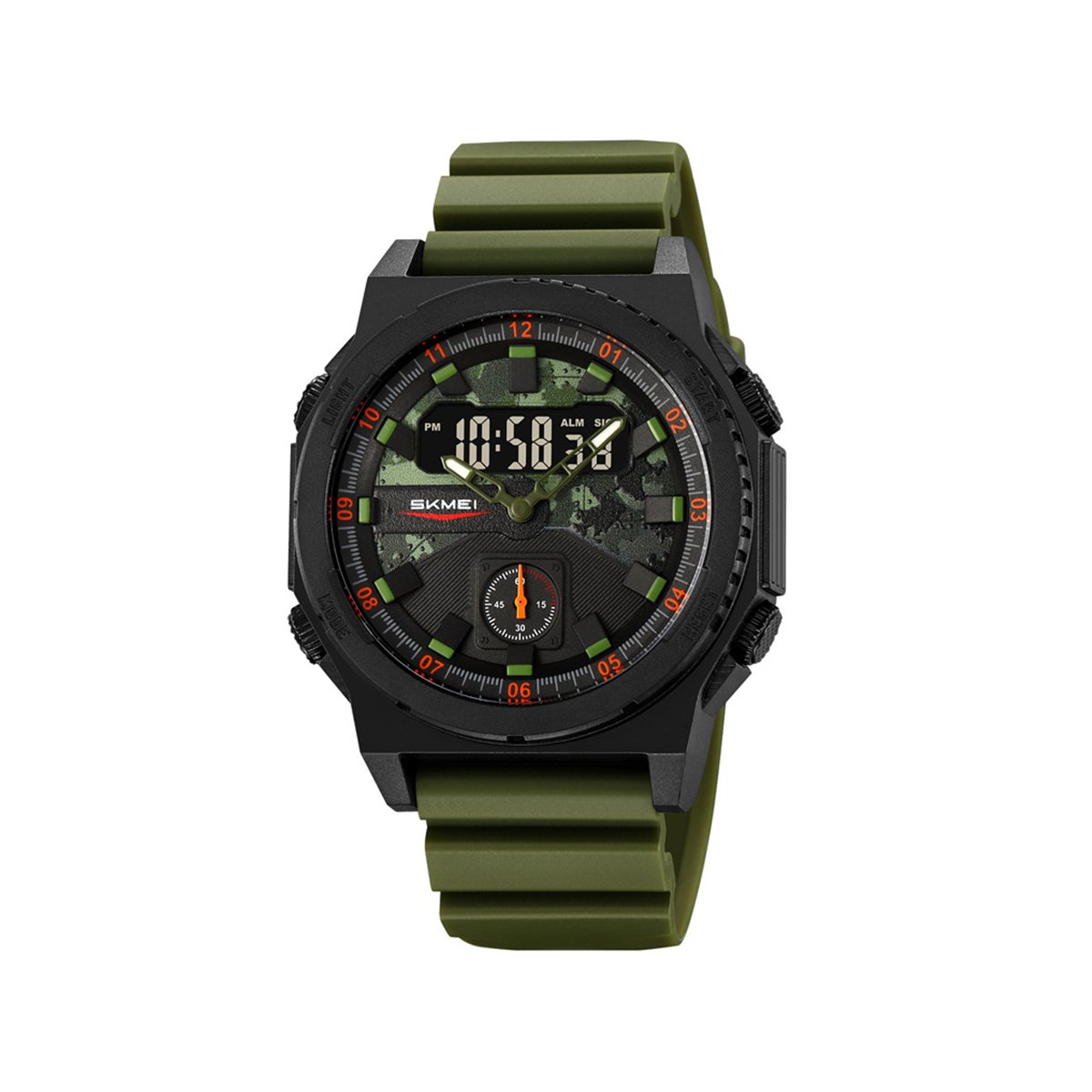 SKMEI 2355 Dual Display TPU Strap 5BAR Waterproof Sport Men’s Watch- Green