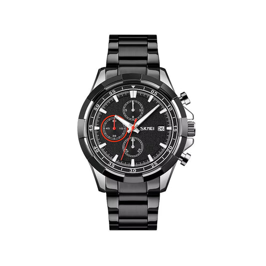 SKMEI 9192 Luminous Quartz Stainless Steel Watch for Men - Black & Silver