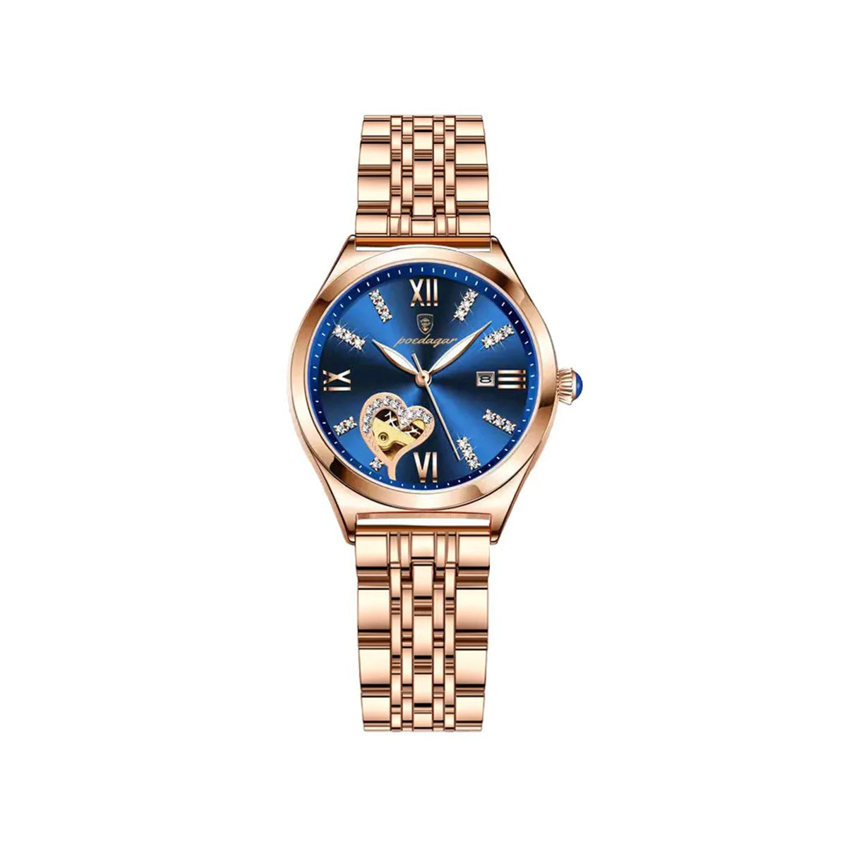 POEDAGAR 320 Fashionable Women Watch- Rose Gold & Blue