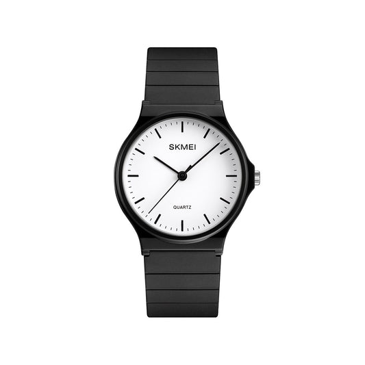 SKMEI 1419 Quartz Waterproof Resin Casual Ladies Watch- Black & white