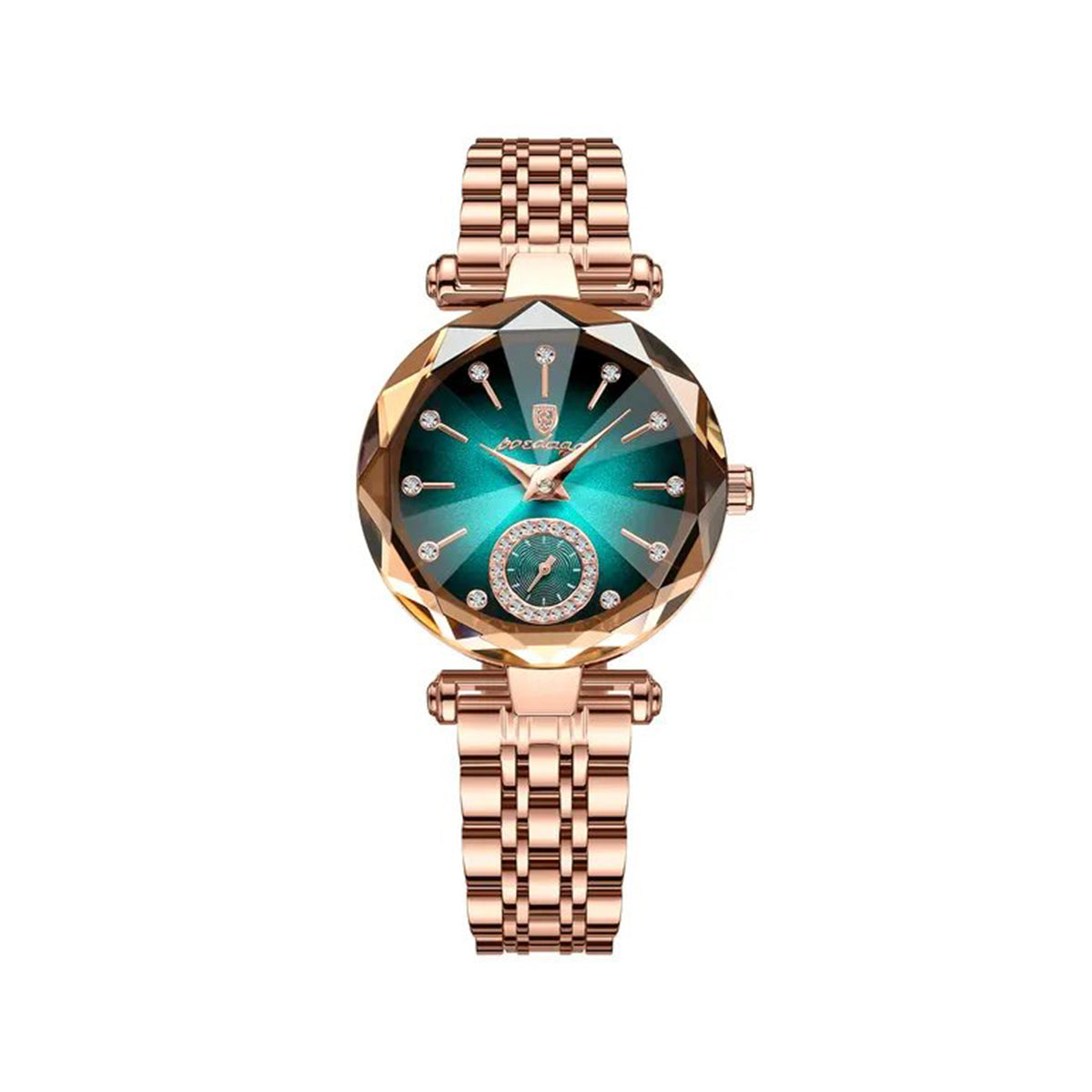 POEDAGAR 719 Trendy Wristwatch for Women - Rose Gold & Green