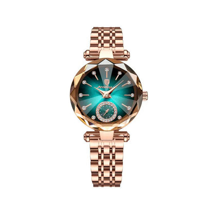 POEDAGAR 719 Trendy Wristwatch for Women - Rose Gold & Green