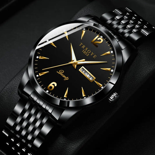 Trsoye 068 Custom Strap Design Fashion Hands Men Wristwatch- Black