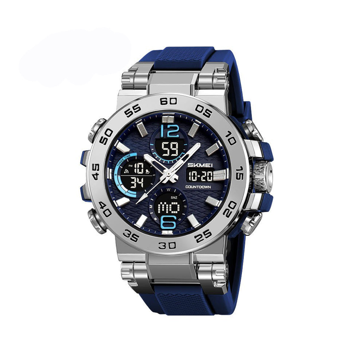 SKMEI 2499 Dual Display Analog Digital LED Electronic Quartz Waterproof Wristwatch- Blue